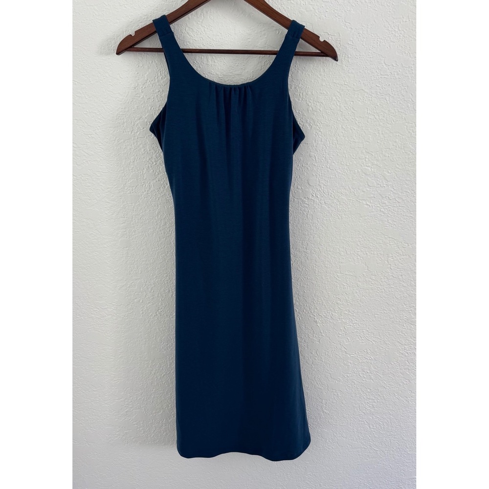 Prana Skypath Twist Open Back Athleisure Dress Women's Small Blue Shelf Bra